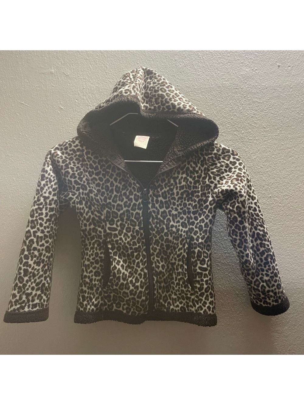 Girls Faded Glory XS 4-5 Brown Animal Print Fleece Jacket Tote4